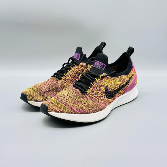 Nike Shoes Womens 9 Yellow Purple Air Zoom Mariah Flyknit Racer Athletic Sneaker - Picture 4 of 12